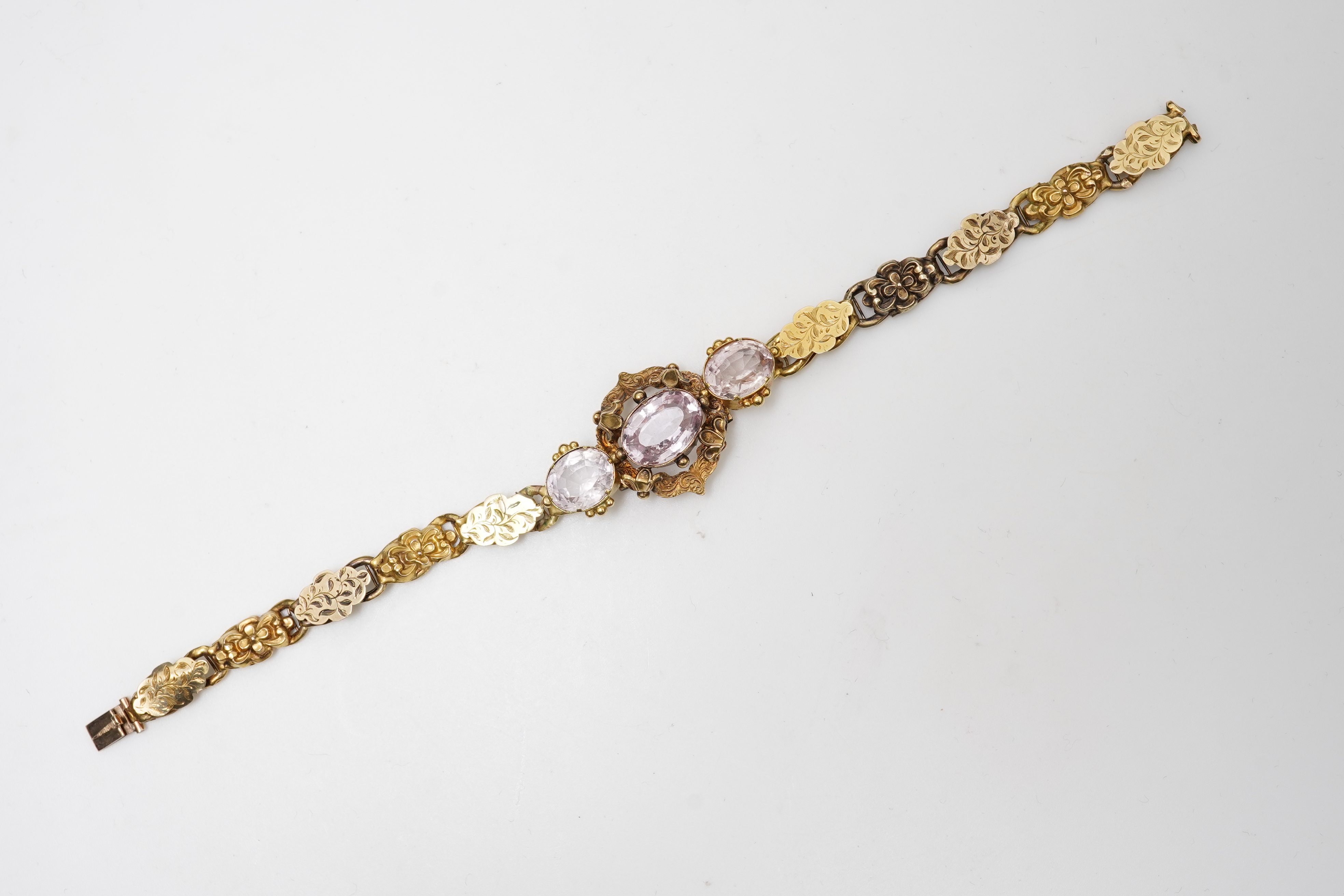 A Victorian pink topaz bracelet, mid 19th century